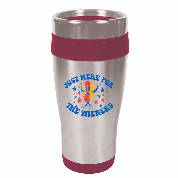 Funny Hot Dog Just Here For The Wieners 4Th Of July 16oz Travel Tumbler