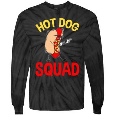 Funny Hot Dog Squad Hot Dog Tie-Dye Long Sleeve Shirt