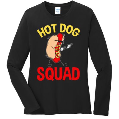 Funny Hot Dog Squad Hot Dog Ladies Long Sleeve Shirt