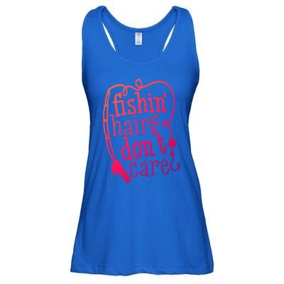 Fishin Hair Dont Care Funny Fishing Trip Outfit Cool Gift Ladies Essential Flowy Tank