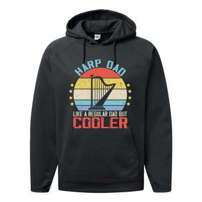 Funny Harpist Dad Like A Regular Dad Performance Fleece Hoodie