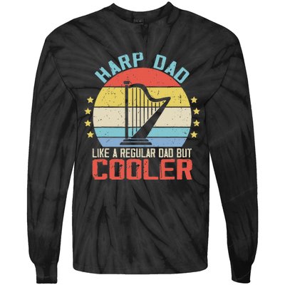 Funny Harpist Dad Like A Regular Dad Tie-Dye Long Sleeve Shirt