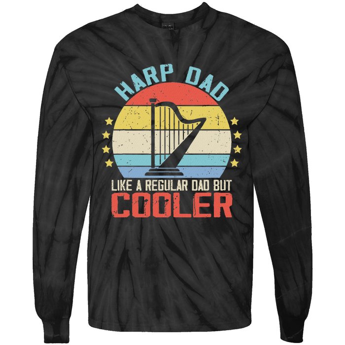 Funny Harpist Dad Like A Regular Dad Tie-Dye Long Sleeve Shirt