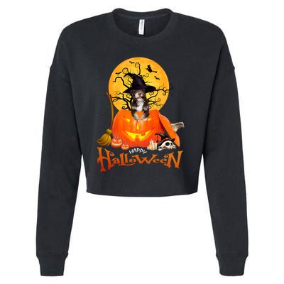 Funny Havanese Dog Spooky Halloween Cropped Pullover Crew