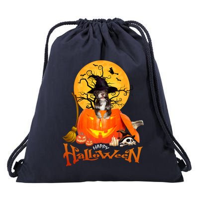 Funny Havanese Dog Spooky Halloween Drawstring Bag