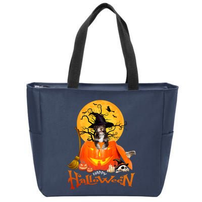 Funny Havanese Dog Spooky Halloween Zip Tote Bag