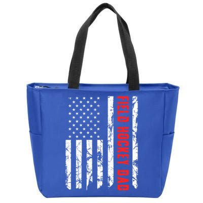 Field Hockey Dad American Flag Patriotic Hockey Player Gift Zip Tote Bag