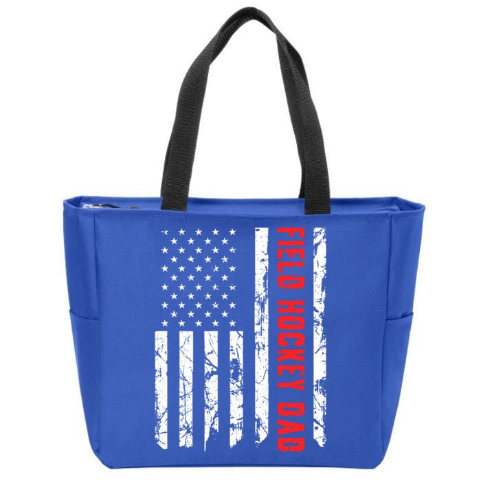 Field Hockey Dad American Flag Patriotic Hockey Player Gift Zip Tote Bag