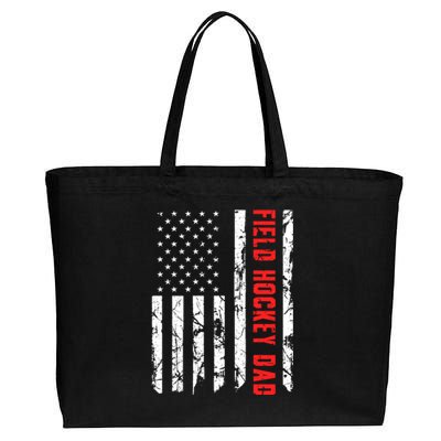 Field Hockey Dad American Flag Patriotic Hockey Player Gift Cotton Canvas Jumbo Tote