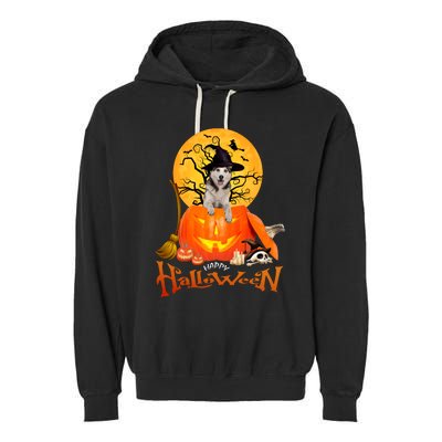 Funny Husky Dog Spooky Halloween Garment-Dyed Fleece Hoodie