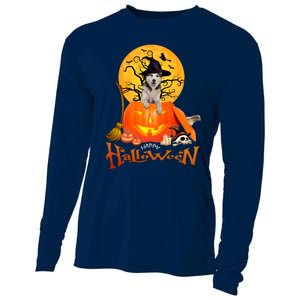 Funny Husky Dog Spooky Halloween Cooling Performance Long Sleeve Crew