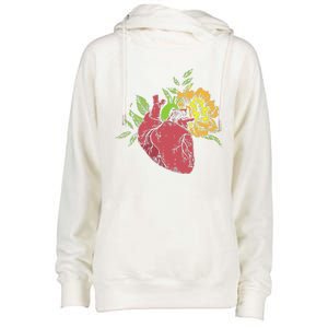 Floral Heart Earth Day Love Recycle Pro Environment Gift Womens Funnel Neck Pullover Hood