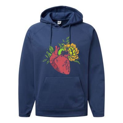 Floral Heart Earth Day Love Recycle Pro Environment Gift Performance Fleece Hoodie