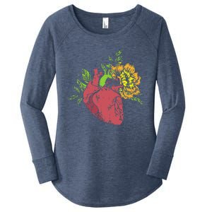 Floral Heart Earth Day Love Recycle Pro Environment Gift Women's Perfect Tri Tunic Long Sleeve Shirt