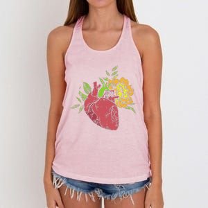 Floral Heart Earth Day Love Recycle Pro Environment Gift Women's Knotted Racerback Tank