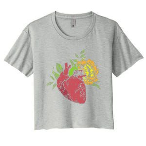 Floral Heart Earth Day Love Recycle Pro Environment Gift Women's Crop Top Tee