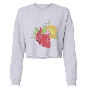 Floral Heart Earth Day Love Recycle Pro Environment Gift Cropped Pullover Crew