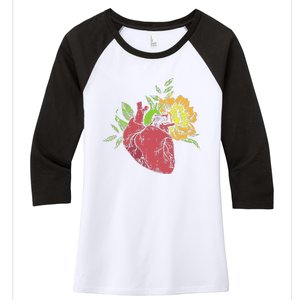 Floral Heart Earth Day Love Recycle Pro Environment Gift Women's Tri-Blend 3/4-Sleeve Raglan Shirt