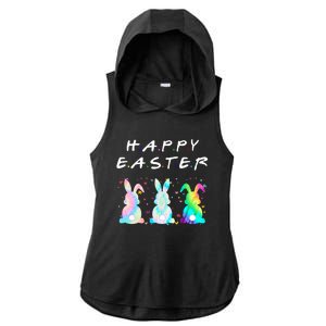 Friends Happy Easter Colorful Bunnies Ladies PosiCharge Tri-Blend Wicking Draft Hoodie Tank