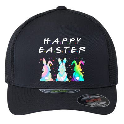 Friends Happy Easter Colorful Bunnies Flexfit Unipanel Trucker Cap