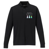 Friends Happy Easter Colorful Bunnies Performance Long Sleeve Polo