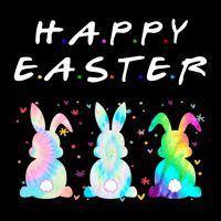 Friends Happy Easter Colorful Bunnies T-Shirt