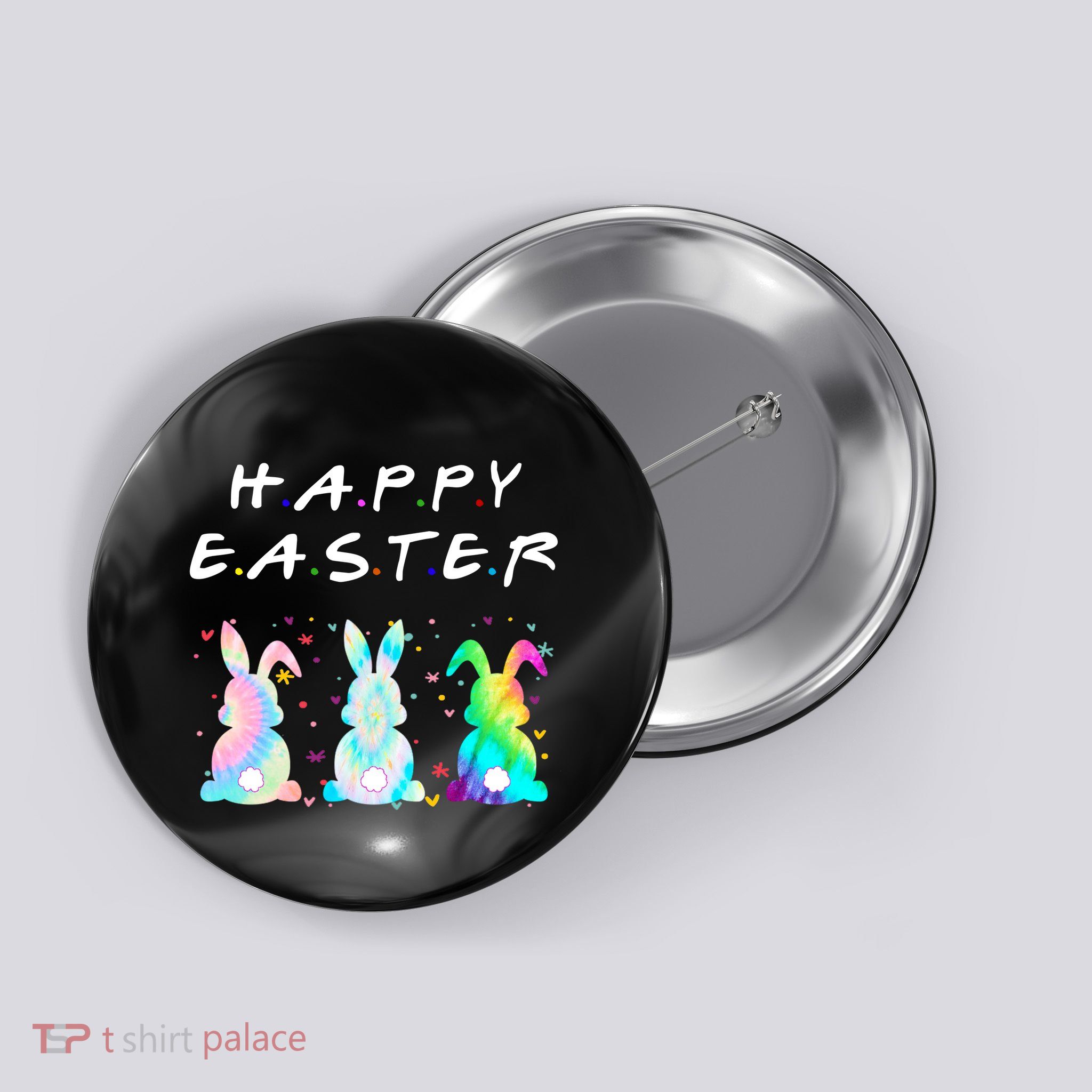 Friends Happy Easter Colorful Bunnies Button