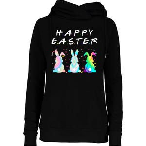 Friends Happy Easter Colorful Bunnies Womens Funnel Neck Pullover Hood