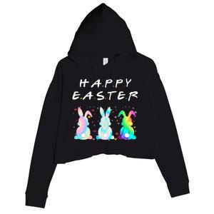 Friends Happy Easter Colorful Bunnies Crop Fleece Hoodie