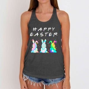 Friends Happy Easter Colorful Bunnies Women's Knotted Racerback Tank