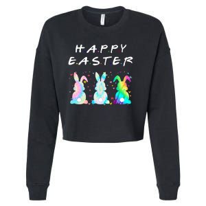 Friends Happy Easter Colorful Bunnies Cropped Pullover Crew