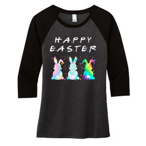 Friends Happy Easter Colorful Bunnies Women's Tri-Blend 3/4-Sleeve Raglan Shirt