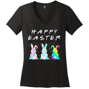 Friends Happy Easter Colorful Bunnies Women's V-Neck T-Shirt