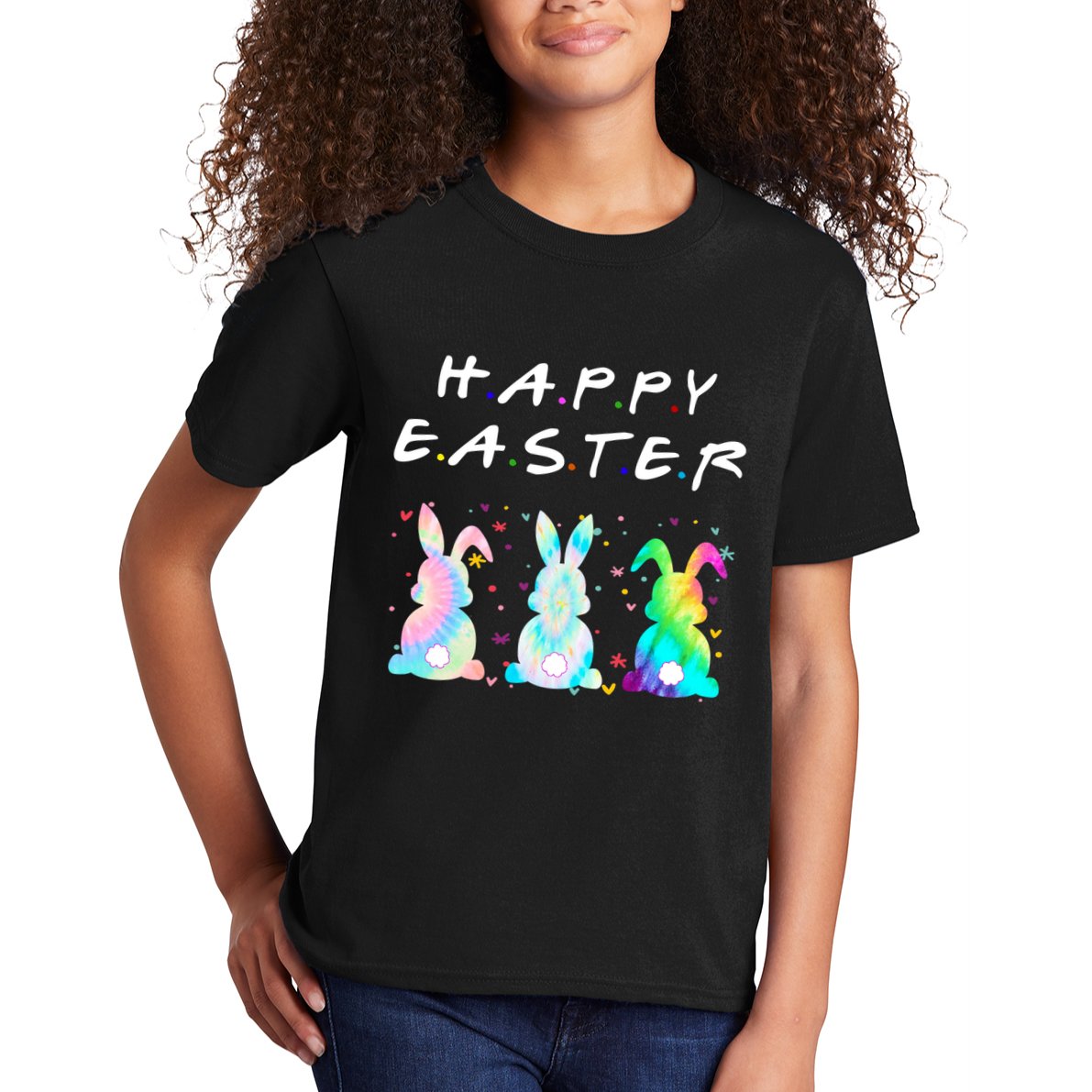 Friends Happy Easter Colorful Bunnies Kids T-Shirt