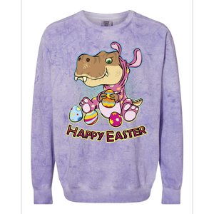 Funny Happy Easter Dinosaur Easter Bunny Costume Colorblast Crewneck Sweatshirt