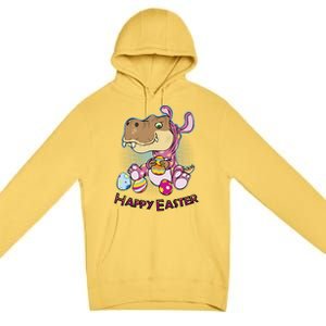 Funny Happy Easter Dinosaur Easter Bunny Costume Premium Pullover Hoodie