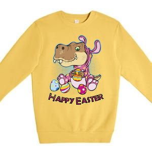 Funny Happy Easter Dinosaur Easter Bunny Costume Premium Crewneck Sweatshirt