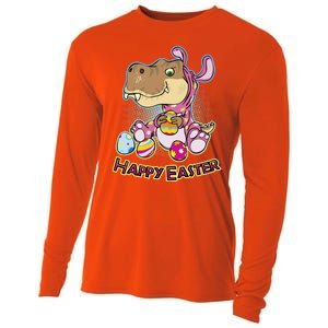 Funny Happy Easter Dinosaur Easter Bunny Costume Cooling Performance Long Sleeve Crew