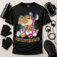 Funny Happy Easter Dinosaur Easter Bunny Costume Cooling Performance Crew T-Shirt