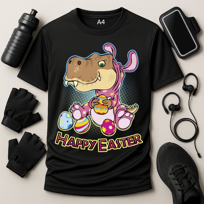 Funny Happy Easter Dinosaur Easter Bunny Costume Cooling Performance Crew T-Shirt