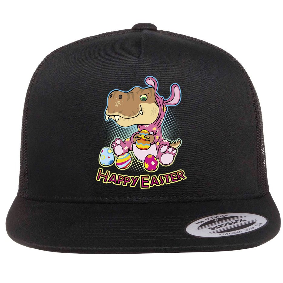 Funny Happy Easter Dinosaur Easter Bunny Costume Flat Bill Trucker Hat