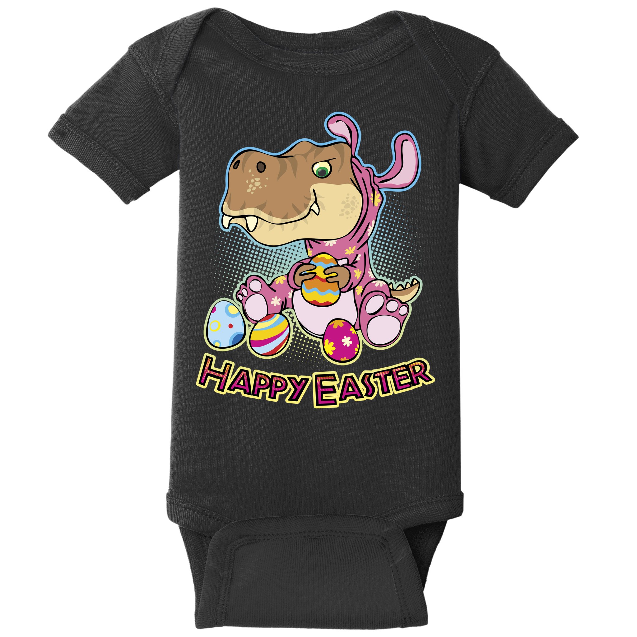Funny Happy Easter Dinosaur Easter Bunny Costume Baby Bodysuit