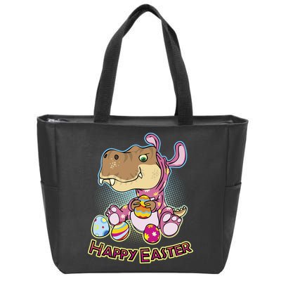 Funny Happy Easter Dinosaur Easter Bunny Costume Zip Tote Bag