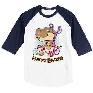 Funny Happy Easter Dinosaur Easter Bunny Costume Baseball Sleeve Shirt