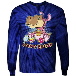 Funny Happy Easter Dinosaur Easter Bunny Costume Tie-Dye Long Sleeve Shirt