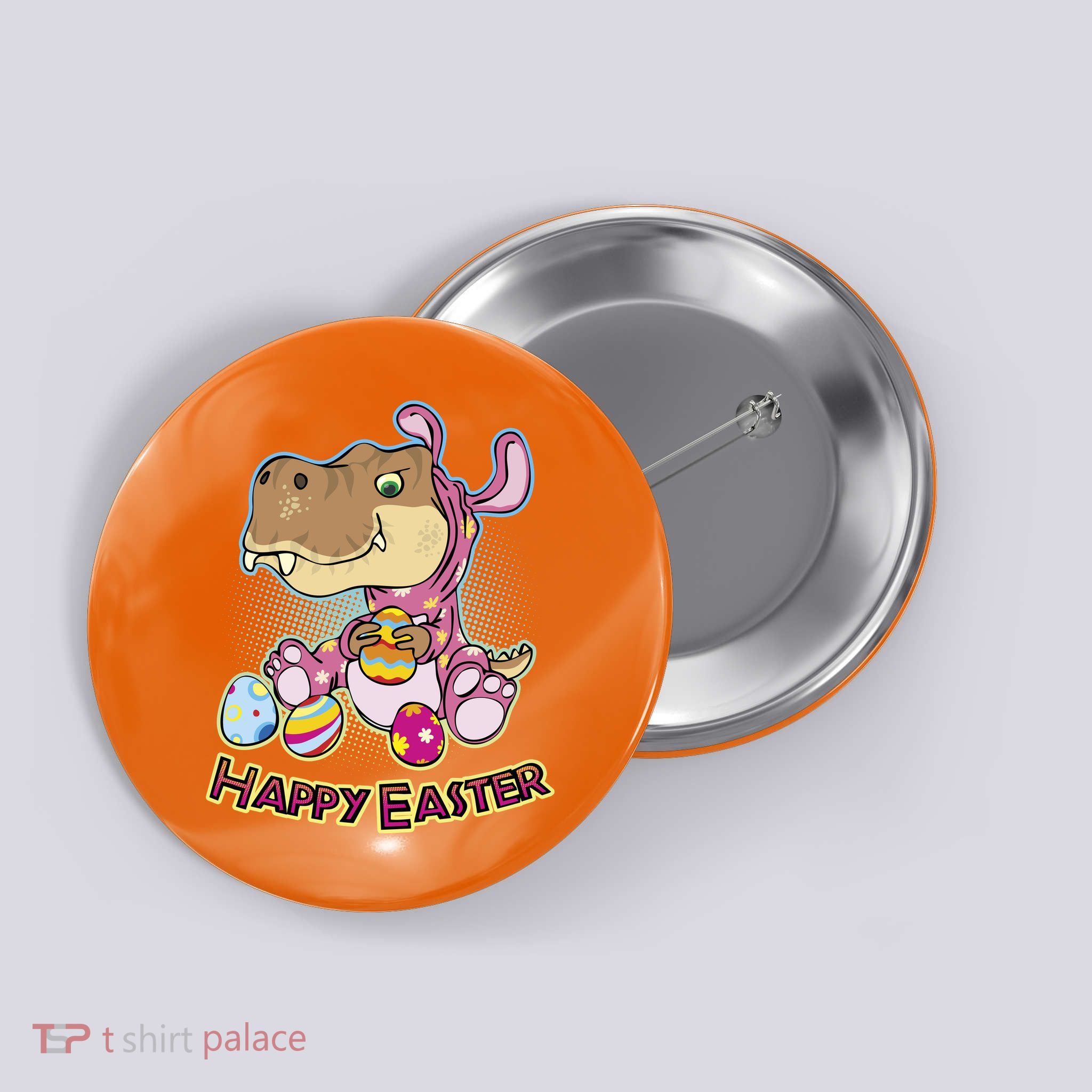 Funny Happy Easter Dinosaur Easter Bunny Costume Button