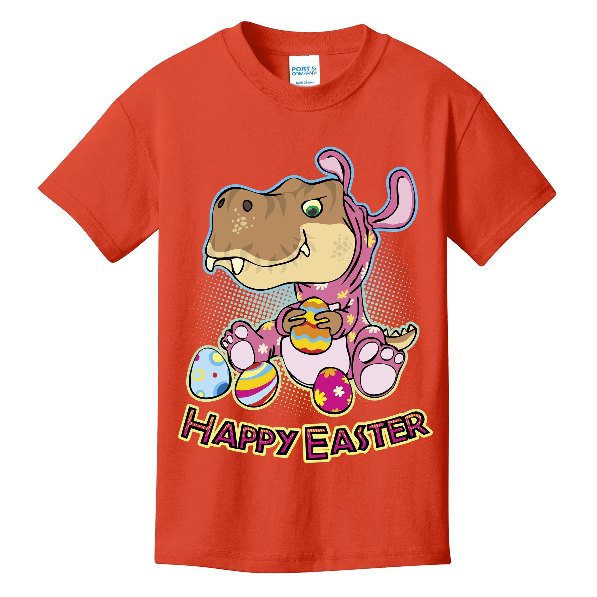 Funny Happy Easter Dinosaur Easter Bunny Costume Kids T-Shirt