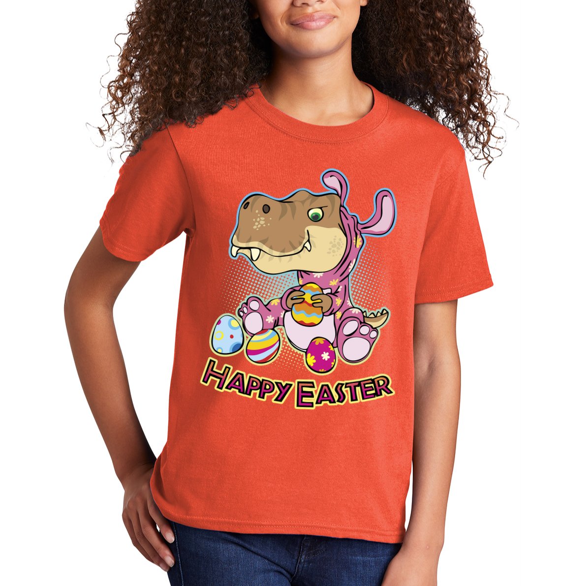 Funny Happy Easter Dinosaur Easter Bunny Costume Kids T-Shirt