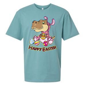 Funny Happy Easter Dinosaur Easter Bunny Costume Sueded Cloud Jersey T-Shirt