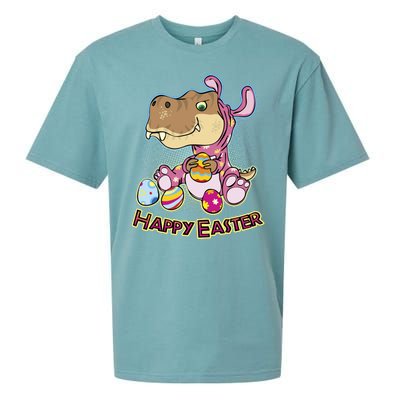 Funny Happy Easter Dinosaur Easter Bunny Costume Sueded Cloud Jersey T-Shirt